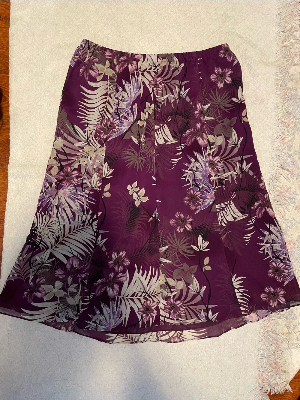 TanJay Plum Purple Floral Midi Skirt
